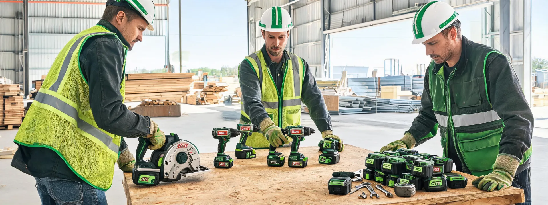 Skil tool team loading a jobsite bench