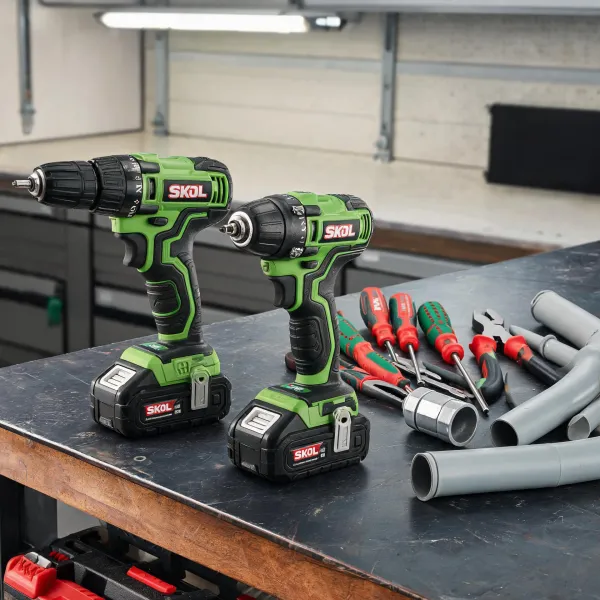 Electrician tools on a jobsite bench